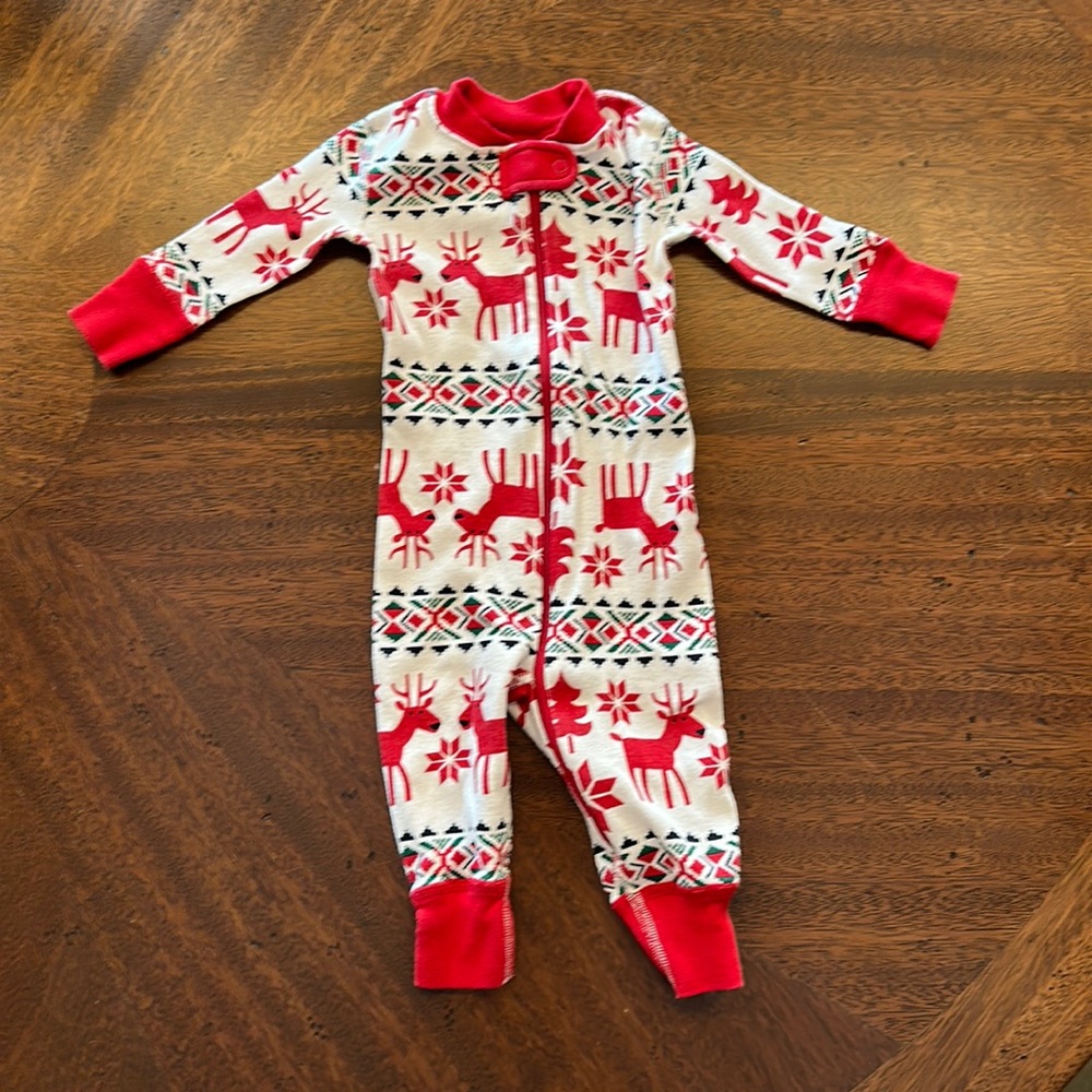 Hanna Andersson Holiday Zip Sleeper in Dear Deer, 3-6 months Christmas Pajamas